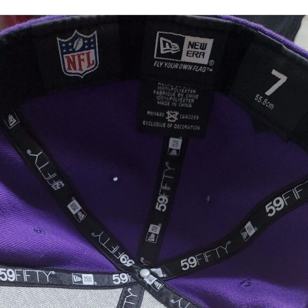 New Era 59FIFTY Minnesota Vikings Fitted Hat Size 7 Purple Yellow‎ NFL Cap